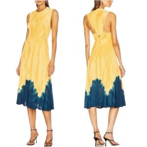 Proenza Schouler Sundress Yellow & Blue Sleeveless Knotted Back EUC Size XS.